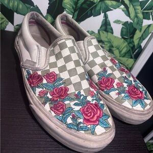 Flowered/checkered vans size 7